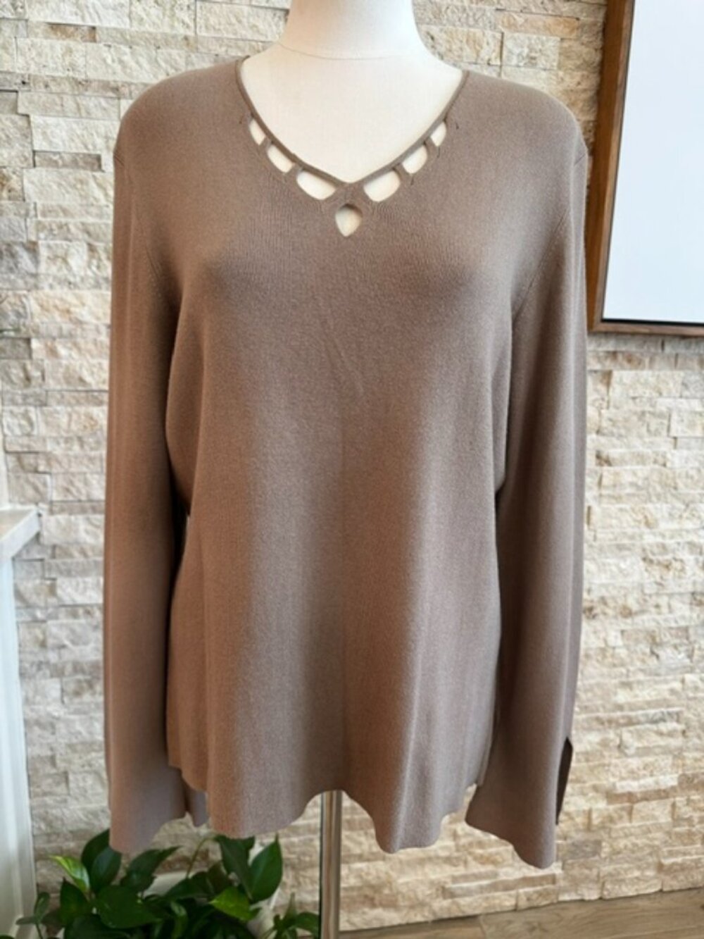 Alfani Light Brown Long Sleeve Lightweight Sweater Top XL